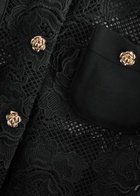 Self-portrait Floral-embellished Sheer Guipure Lace Shirt Black