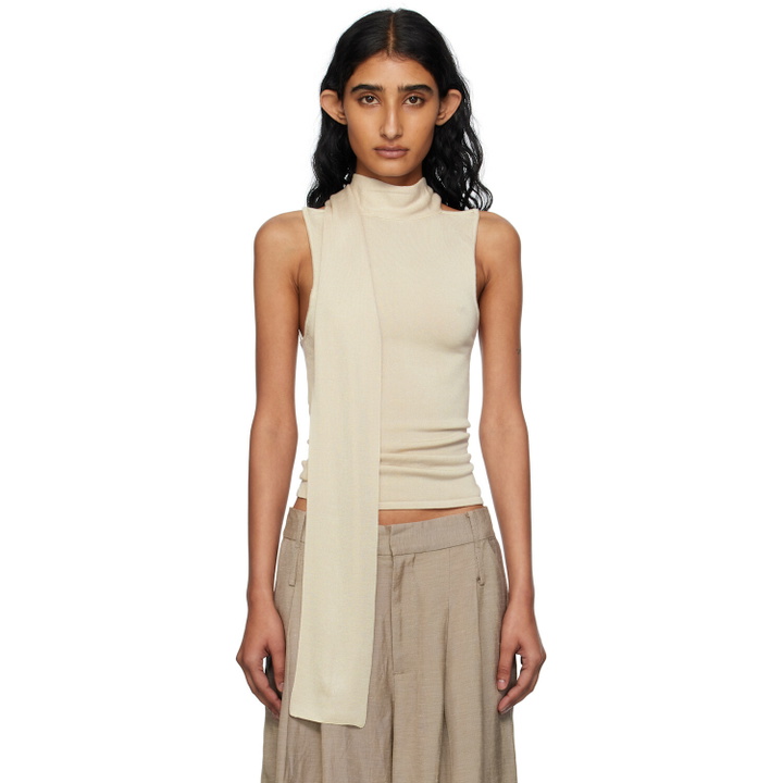 Photo: St. Agni Beige Knit Scarf Top