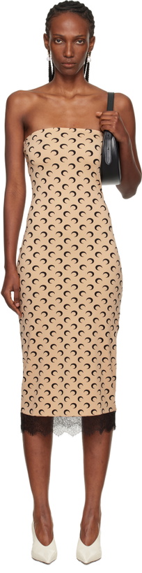 Photo: Marine Serre Tan Recycled Moon Jersey Bustier Midi Dress