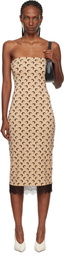 Marine Serre Tan Recycled Moon Jersey Bustier Midi Dress