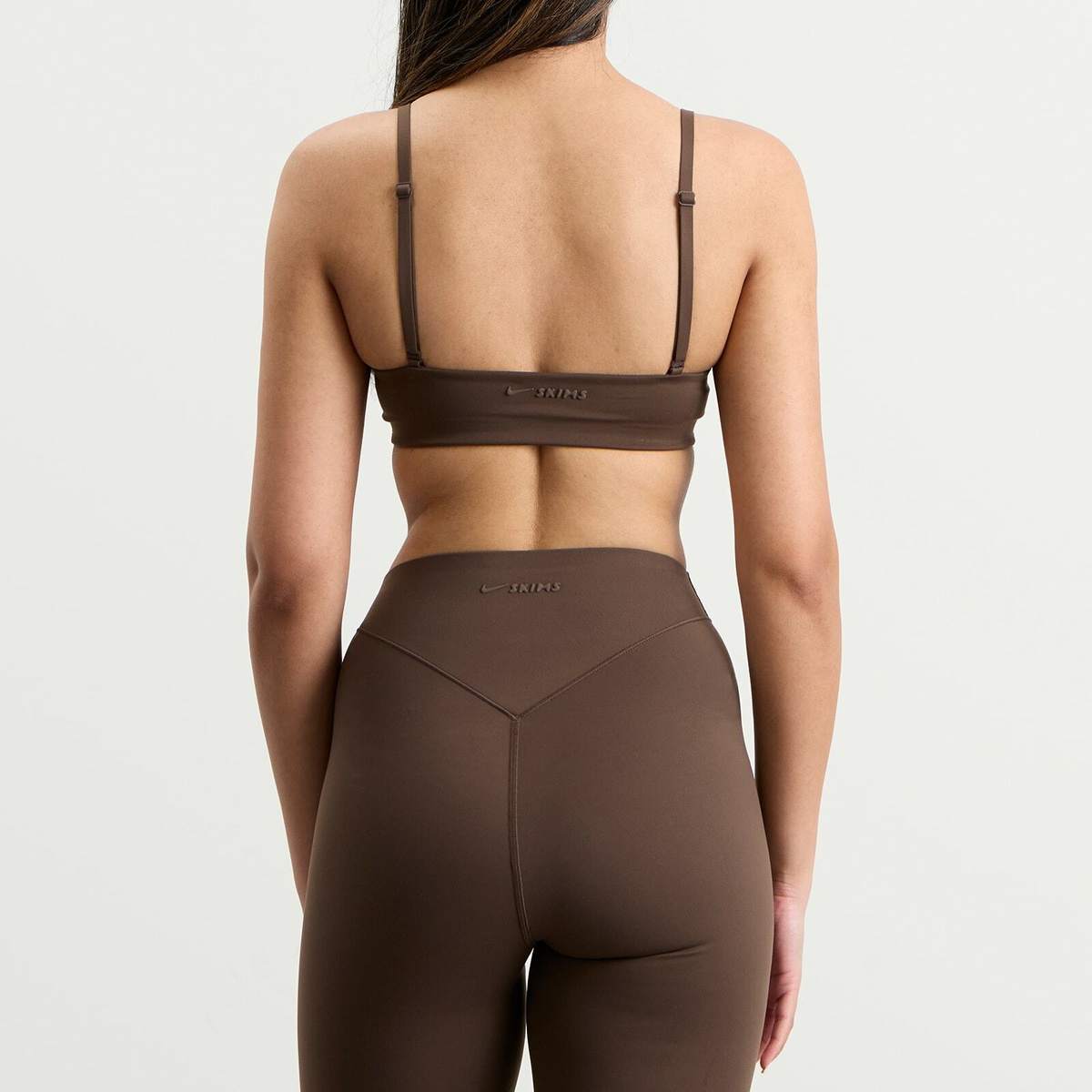 Nike Women's x SKIMS Matte Micro Scoop Bra in Dark Sepia