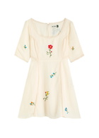 Rixo Marne Floral-embroidered Woven Mini Dress Cream