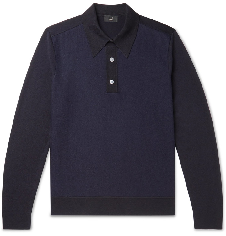Photo: Dunhill - Panelled Wool Polo Shirt - Blue