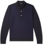 Dunhill - Panelled Wool Polo Shirt - Blue
