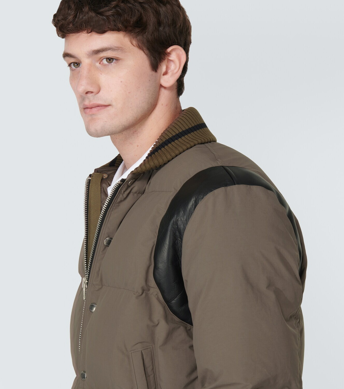 Sacai Leather-trimmed padded bomber jacket Sacai