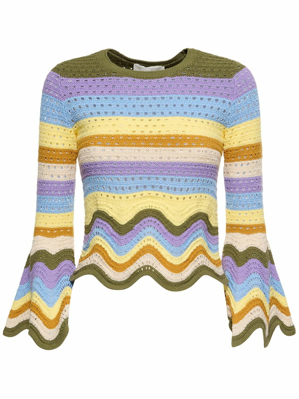 Photo: ZIMMERMANN - Raie Striped Cotton Knit Long Sleeve Top