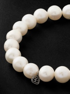 Sydney Evan - Skull Rhodium-Plated, Diamond and Pearl Beaded Bracelet