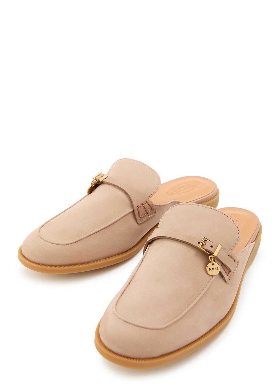 Tods Gom.leg Nubuck Sliders Camel