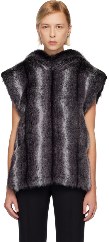 Photo: Anna Sui SSENSE Exclusive Gray Sleeveless Faux-Mink Hoodie