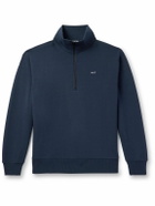 NN07 - Brigs Logo-Embroidered Organic Cotton-Blend Jersey Half-Zip Sweatshirt - Blue