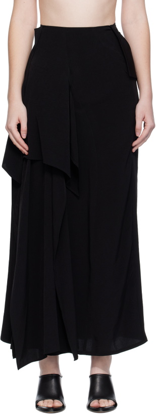 Photo: YOHJI YAMAMOTO Black Draped High Waist Midi Skirt