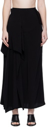 YOHJI YAMAMOTO Black Draped High Waist Midi Skirt