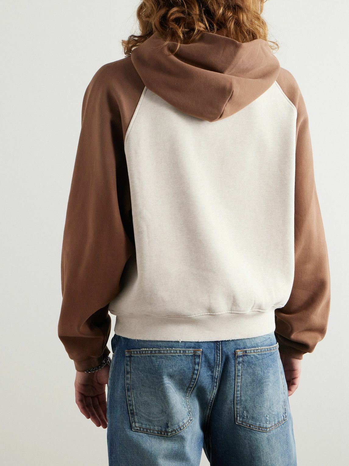 ERL - Logo-Appliquéd Distressed Two-Tone Cotton-Blend Jersey