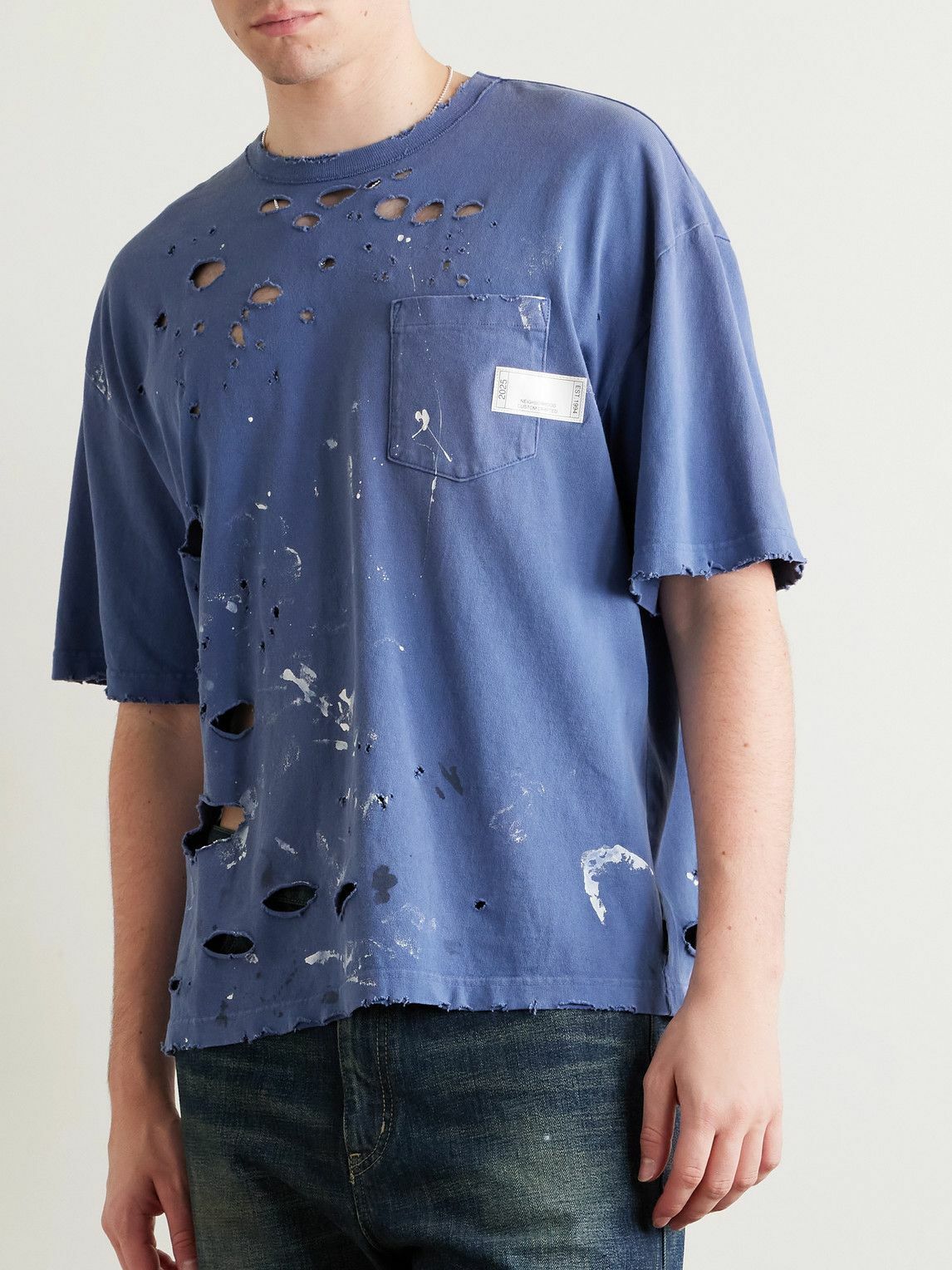 Neighborhood - Savage Distressed Paint-Splattered Cotton-Jersey T