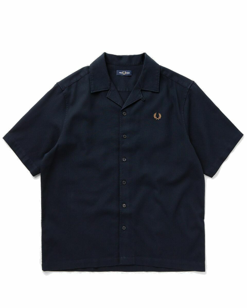 Photo: Fred Perry Pique Texture Revere Collar Sh Blue - Mens - Shortsleeves
