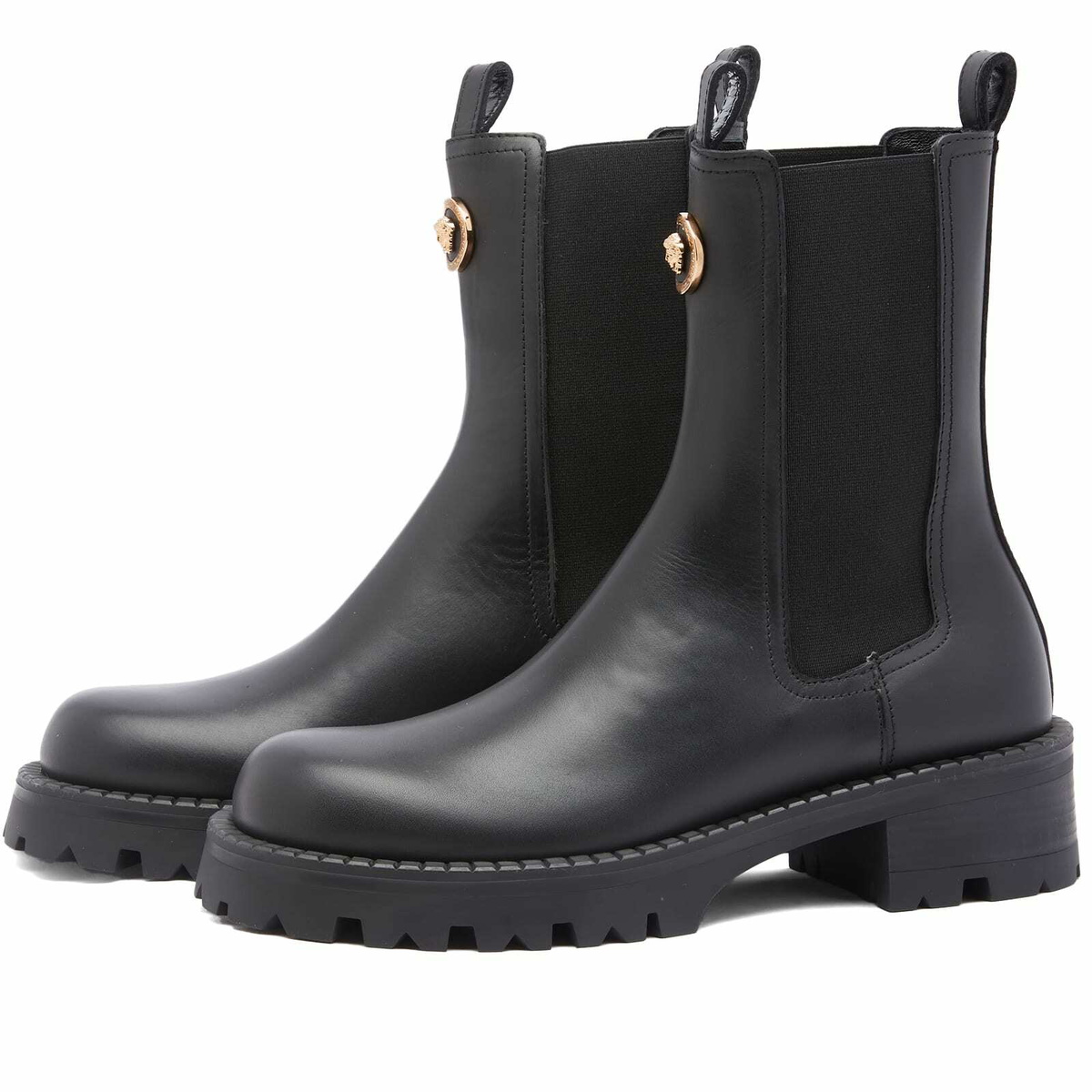 Versace Women's Medusa Head Ankle Boots in Black/Versace Gold Versace