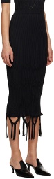 Mame Kurogouchi Black Basket Weave Midi Skirt