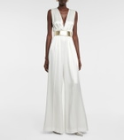 Costarellos Keaton belted satin jumpsuit