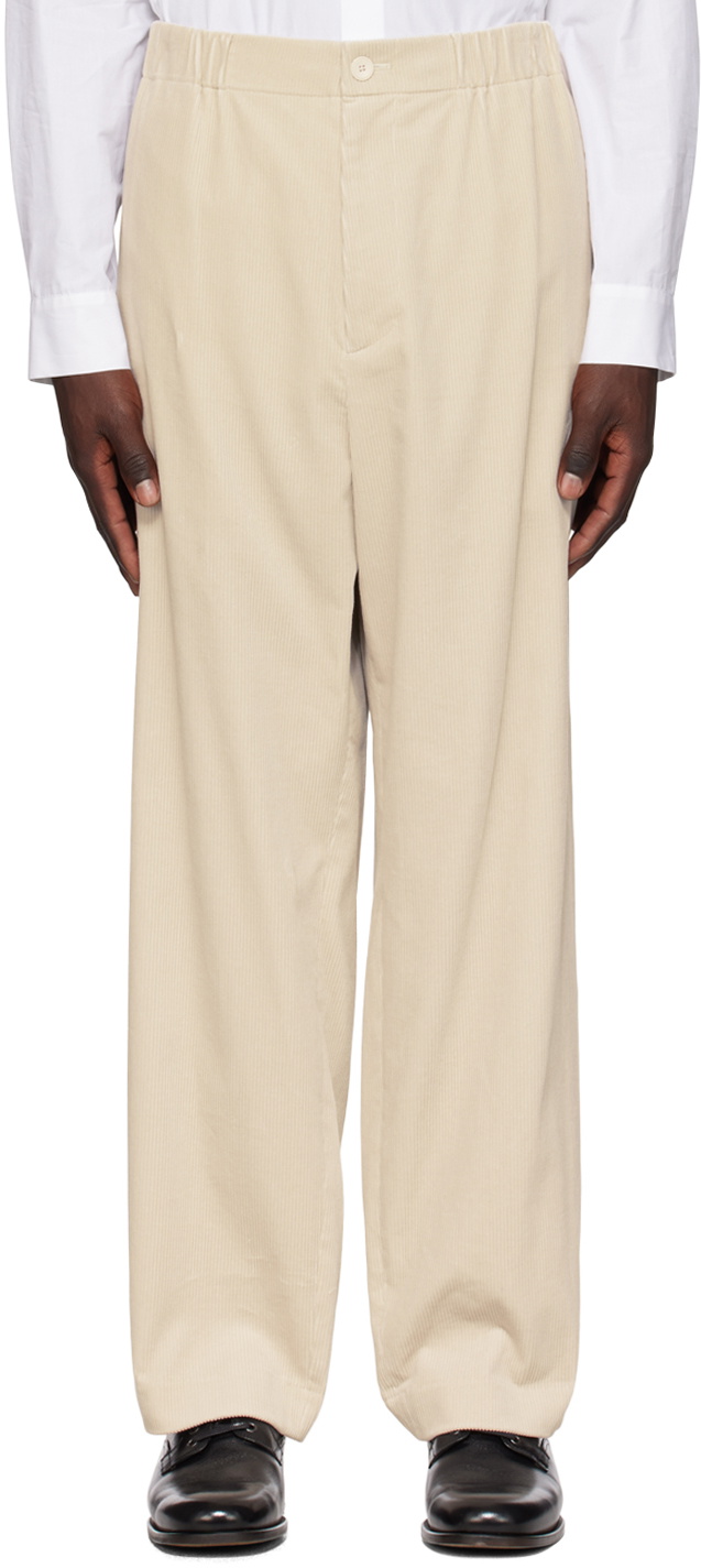 ATON Off-White Easy Wide Trousers