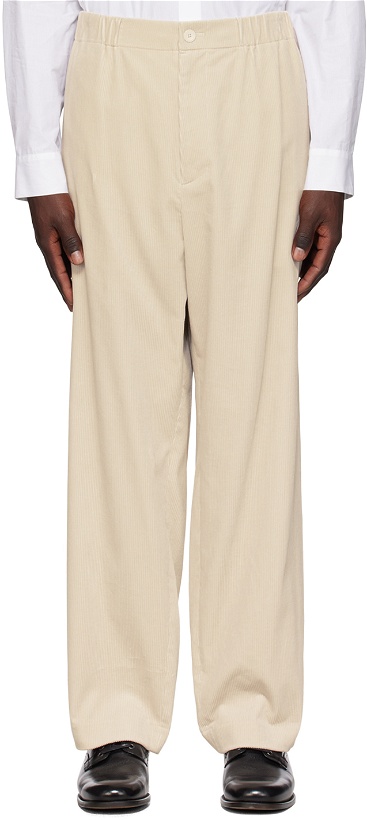 Photo: ATON Off-White Easy Wide Trousers