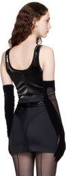Mugler Black Embossed Faux-Leather Bodysuit