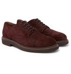 Brunello Cucinelli - Brushed-Suede Derby Shoes - Men - Burgundy