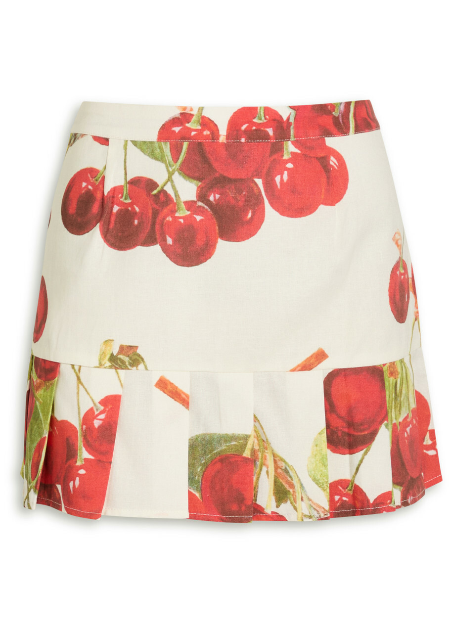 House OF Sunny The Cherry Pleat Cotton-blend Mini Skirt White