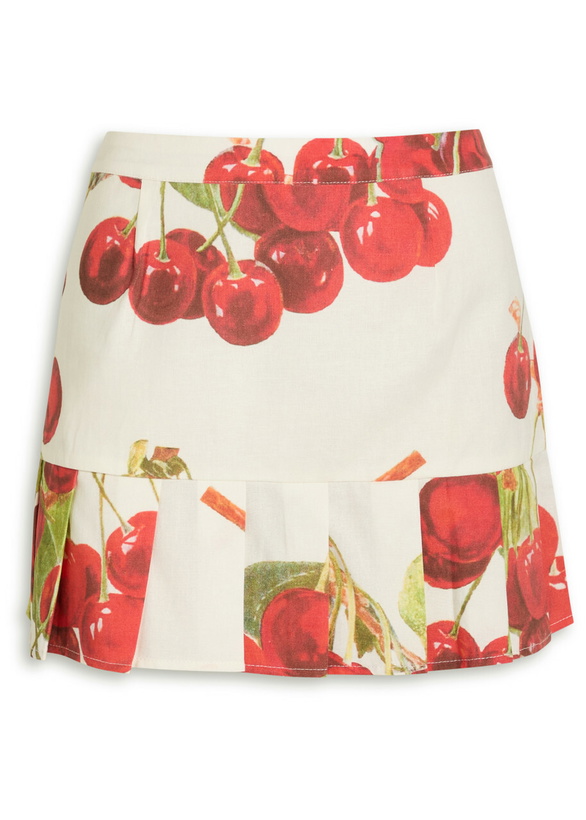 Photo: House OF Sunny The Cherry Pleat Cotton-blend Mini Skirt White