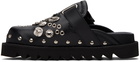 Toga Pulla Black Eyelet Metal Sabot Slippers