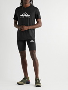 Nike Running - Trail Ripstop-Trimmed Logo-Print Dri-FIT Tights - Black