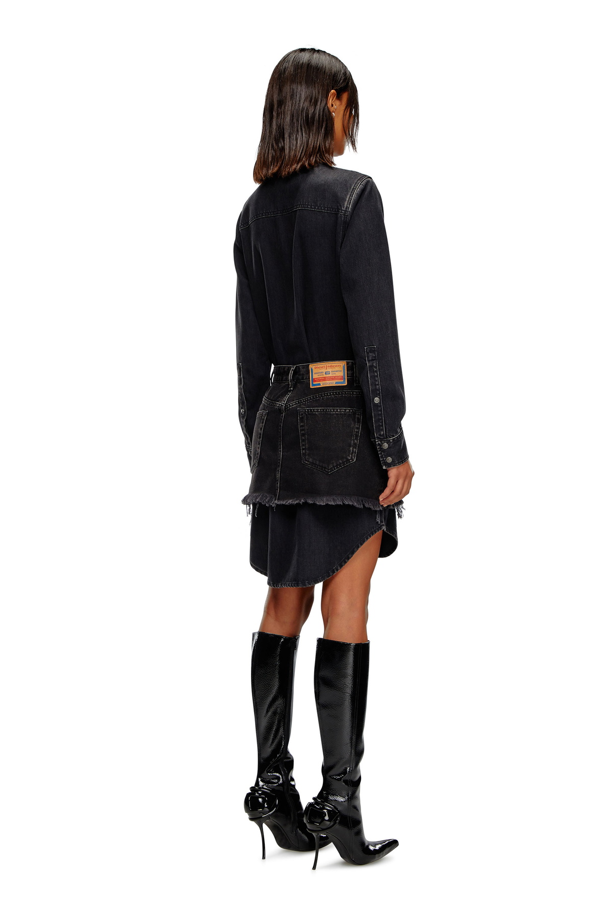 Diesel Denim dress with skirt detail - Dresses Womens in Black Diesel