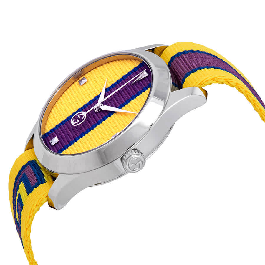 Gucci G-Timeless Yellow with Stipes Motif Dial Unisex Watch YA1264069