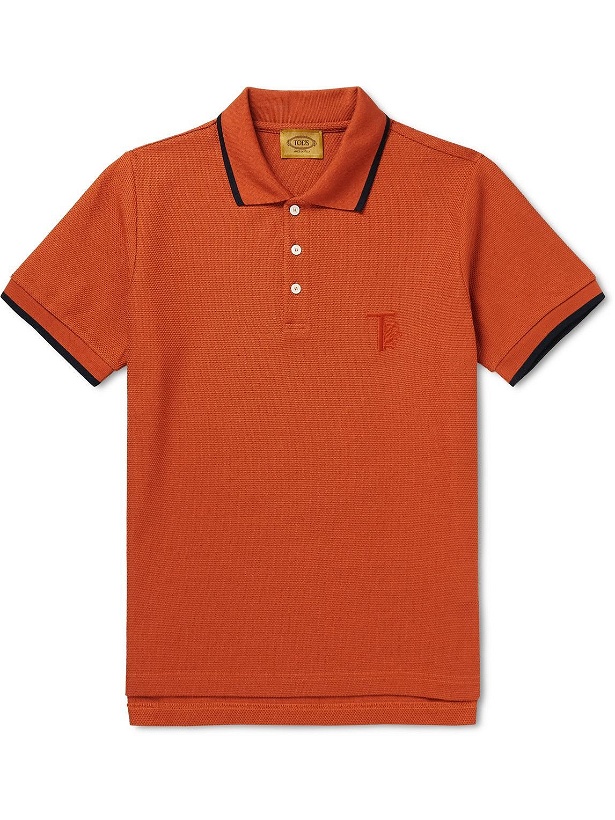 Photo: Tod's - Logo-Embroidered Cotton-Piqué Polo Shirt - Orange