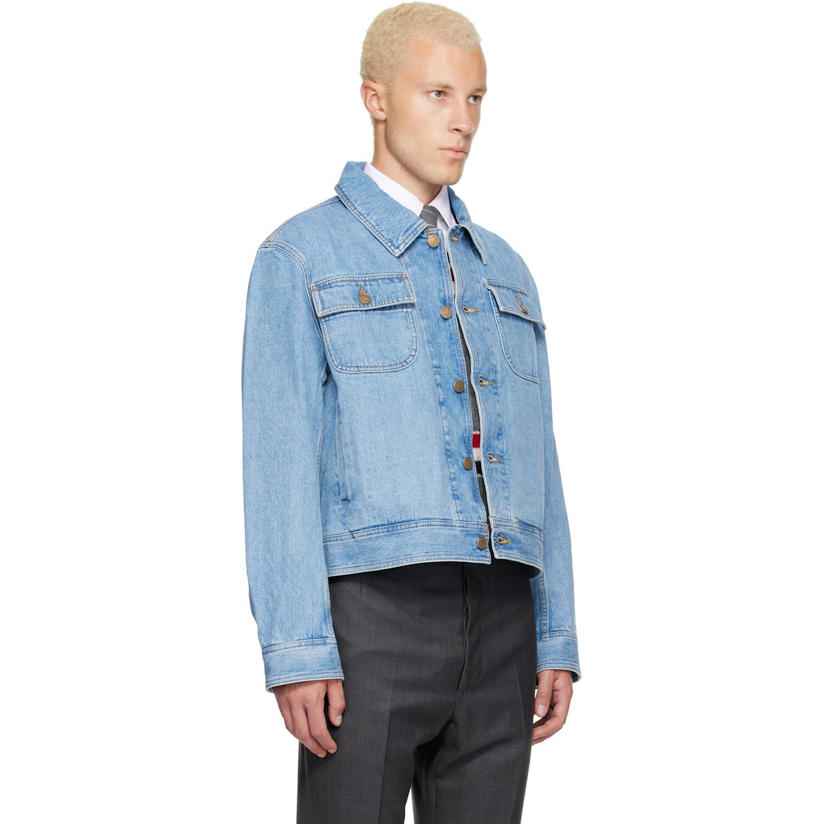 Thom Browne Blue Selvedge Backstrap Utility Denim Jacket