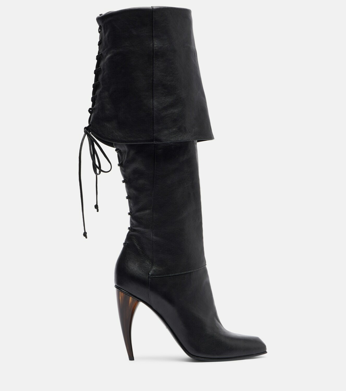 McQueen Horn Heel leather knee-high boots