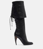McQueen Horn Heel leather knee-high boots