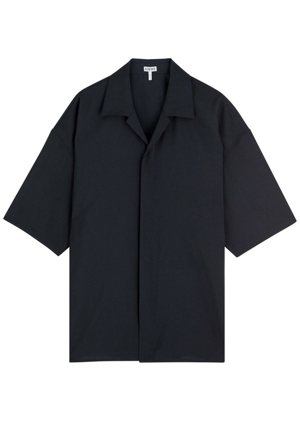 Photo: Loewe Logo-embroidered Wool Shirt Dark Blue