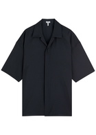 Loewe Logo-embroidered Wool Shirt Dark Blue