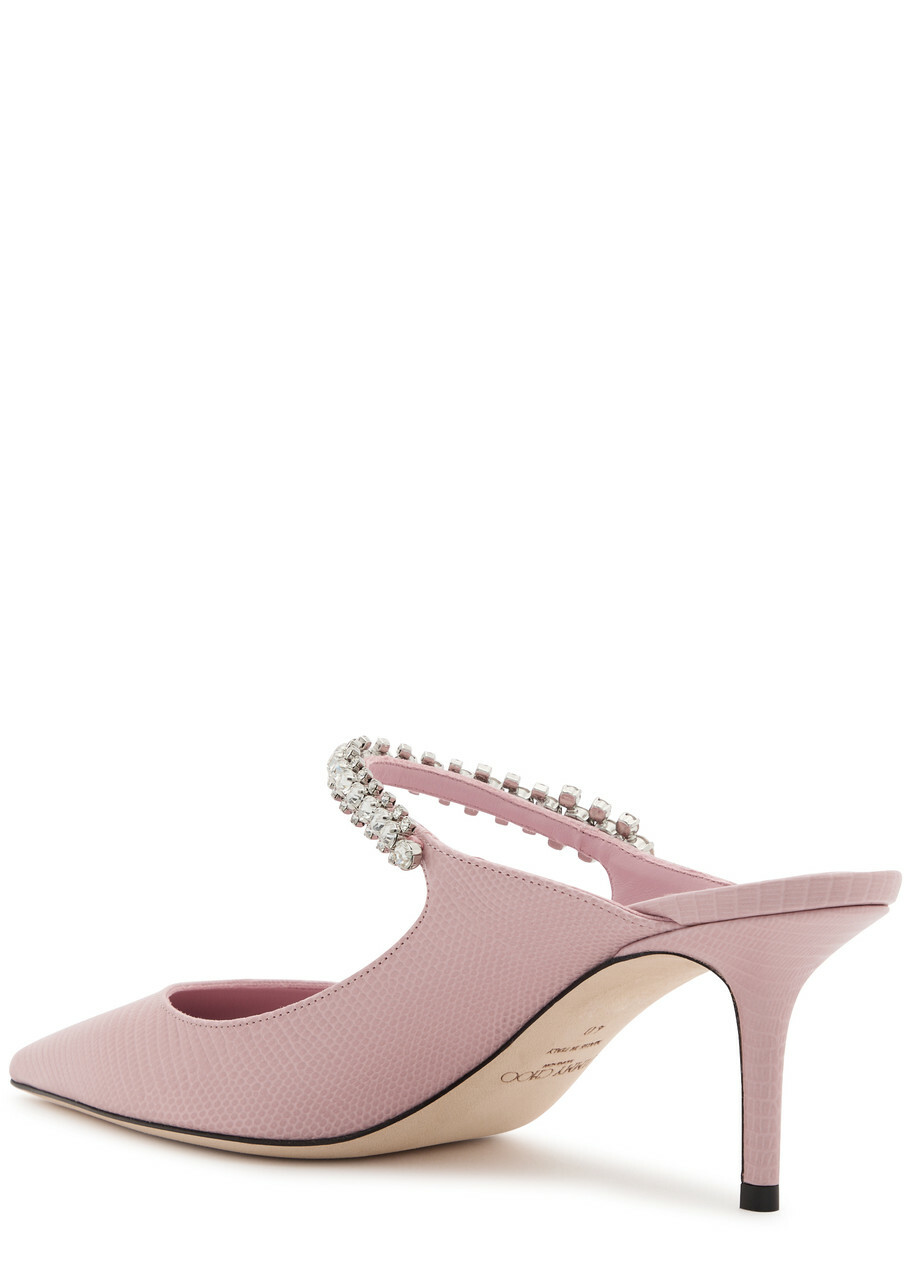 Jimmy Choo Bing 65 Lizard-effect Leather Mules Light Pink