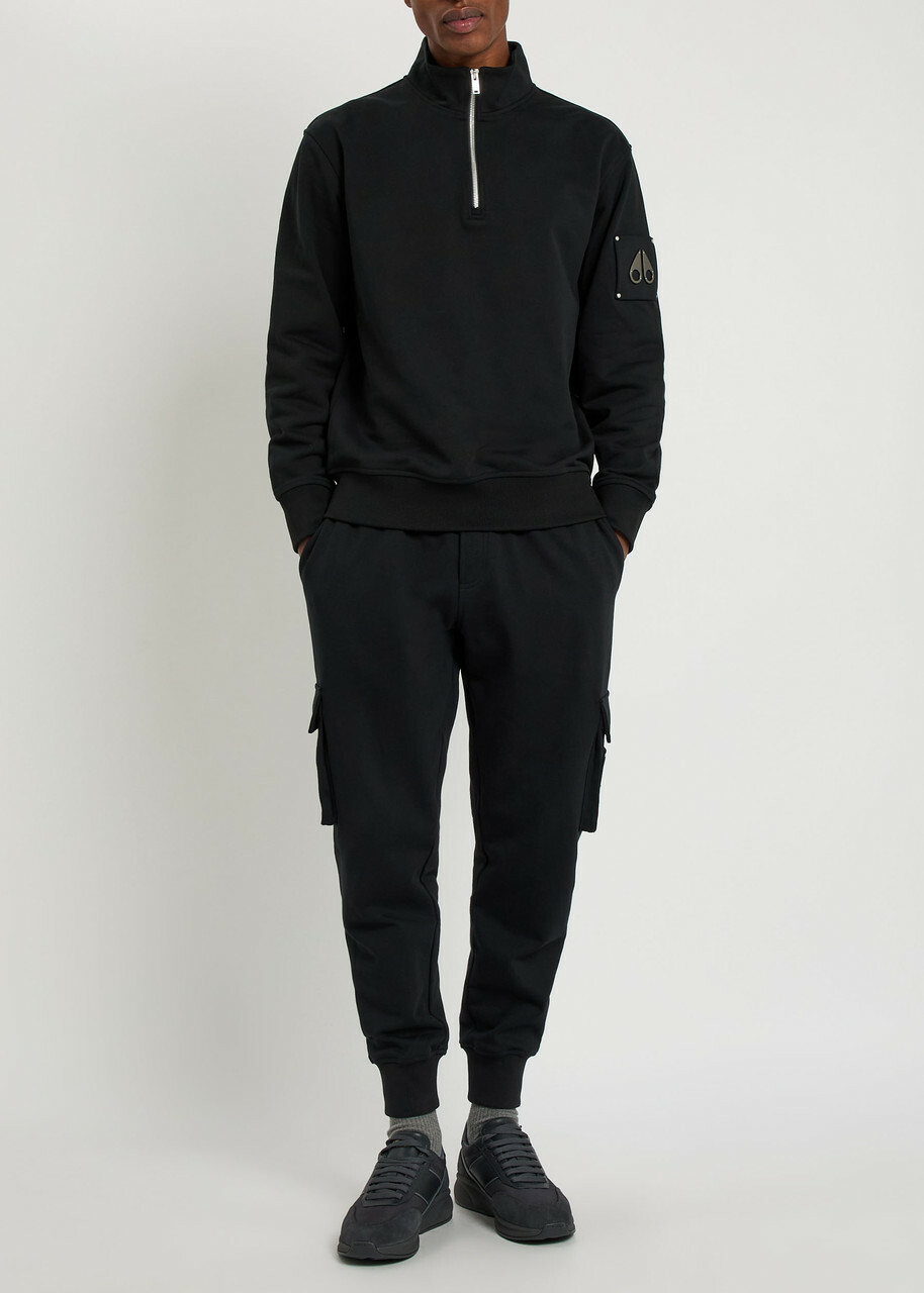 Moose Knuckles Hartsfield Half-zip Cotton Sweatshirt Black
