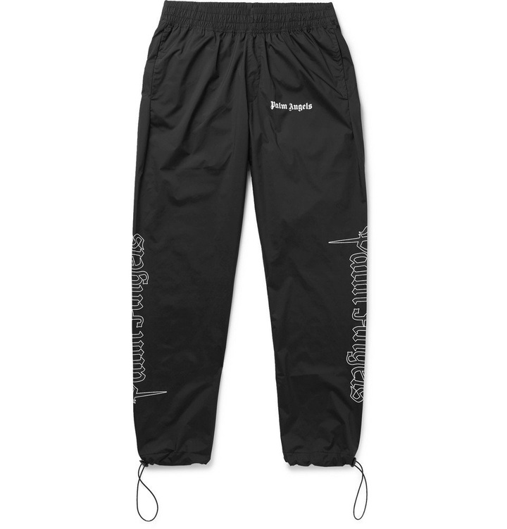 Photo: Palm Angels - Slim-Fit Logo-Print Shell Trousers - Black