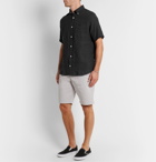 NN07 - Tyrion Button-Down Collar Garment-Dyed Linen Shirt - Black