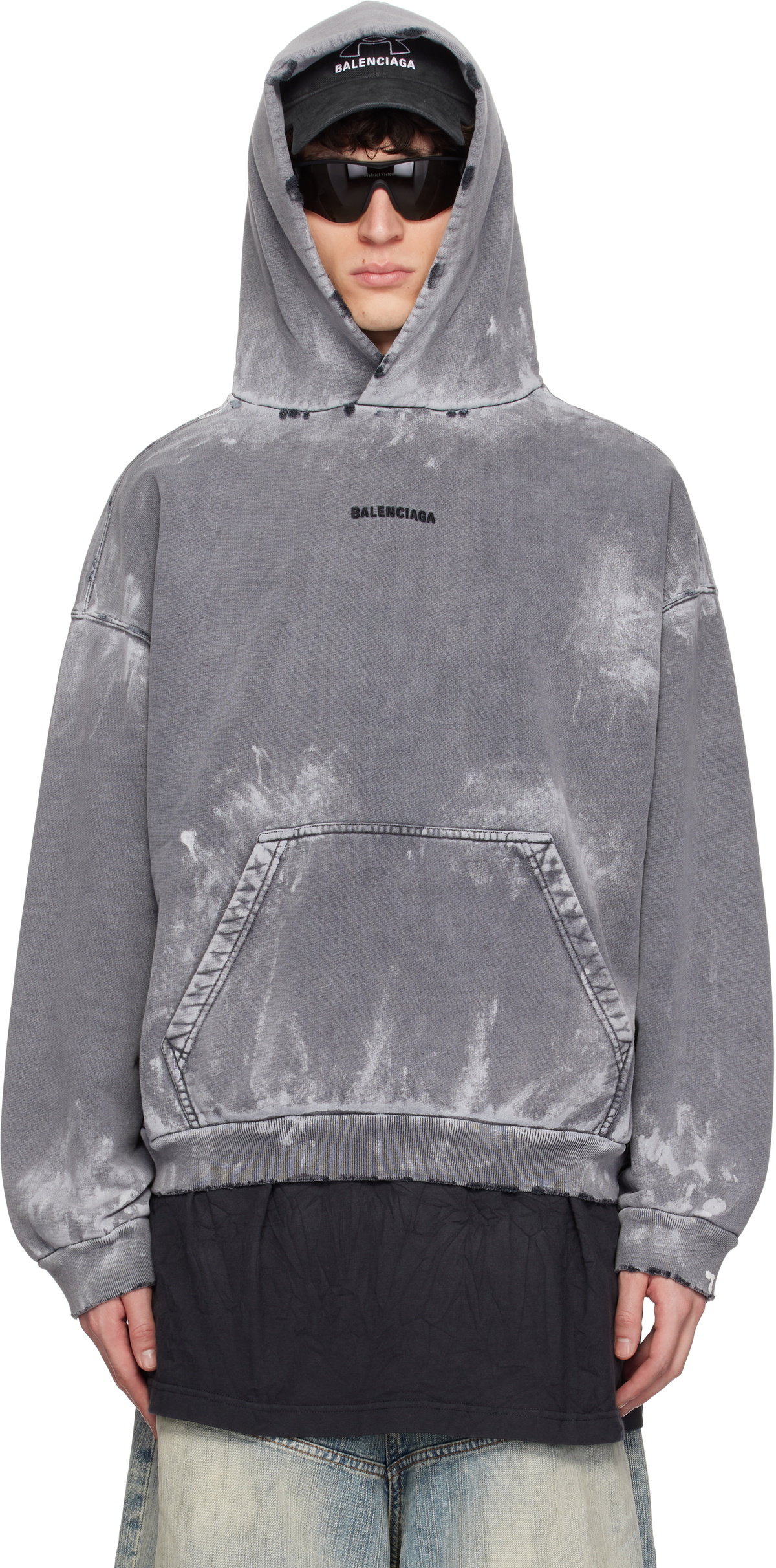 Balenciaga Men's Tattoo Zip Up Hoody in Off White/Black Balenciaga Men's Tattoo Zip Up Hoody in Off White/Black