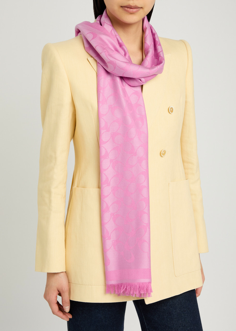 Coach Signature C Logo-jacquard Scarf - Fuchsia - One Size