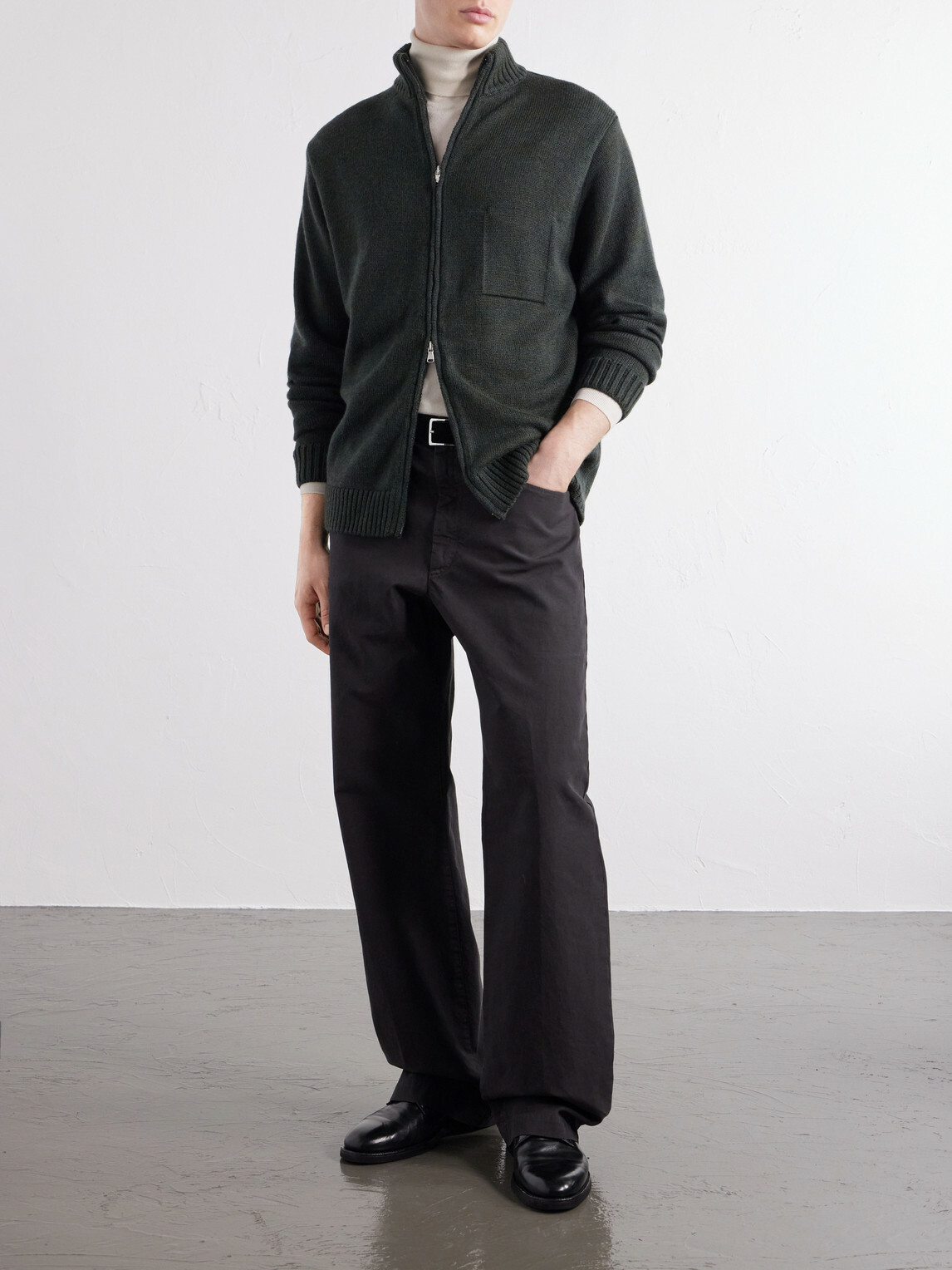 Inis Meáin - Wool and Linen-Blend Zip-Up Cardigan - Green