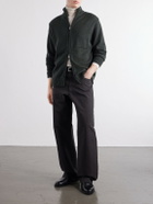Inis Meáin - Wool and Linen-Blend Zip-Up Cardigan - Green