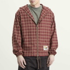 Pleasures Men's Mallard Plaid Zip Hoodie in Red