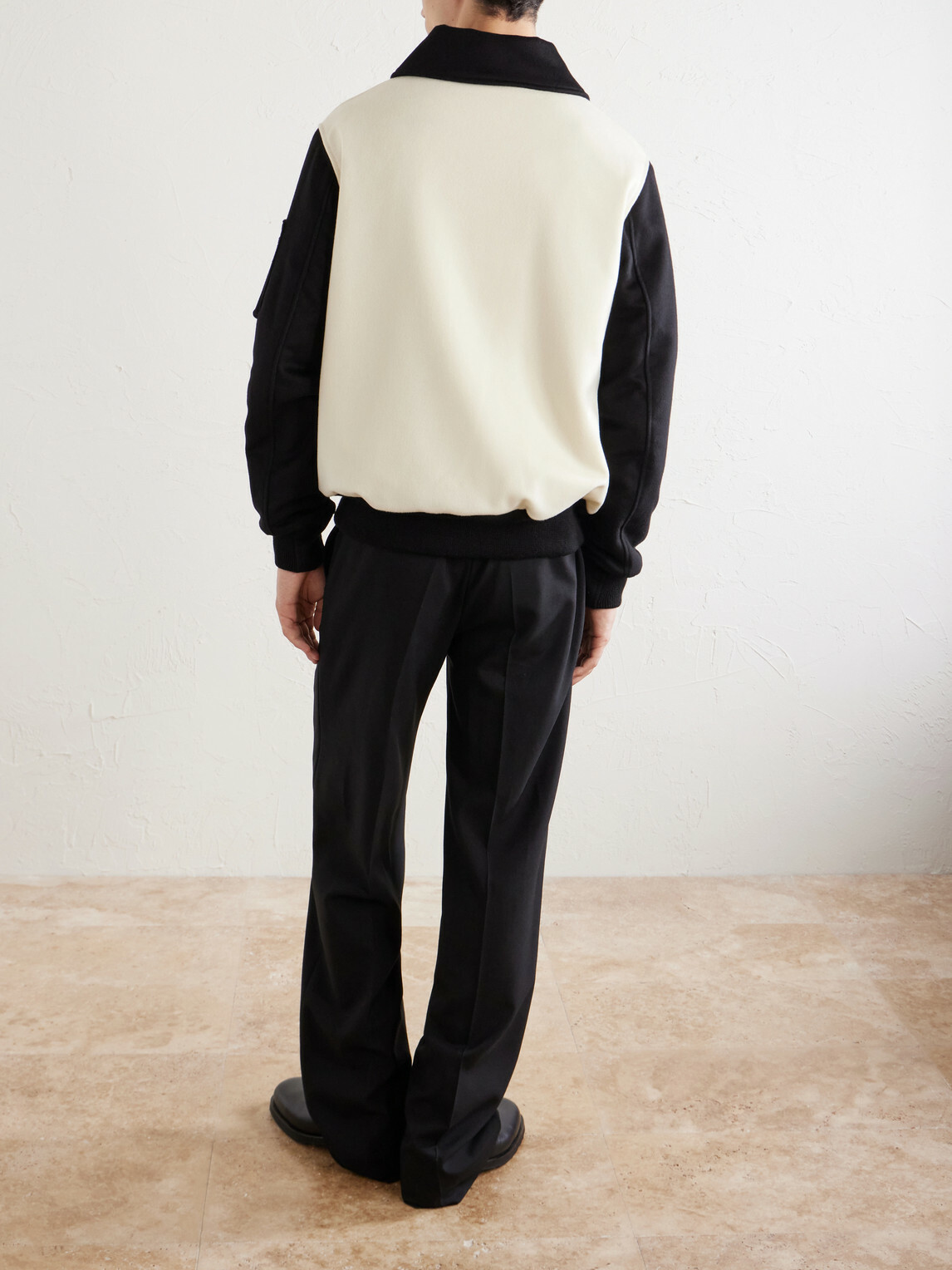 Golden Bear - Two-Tone Leather-Trimmed Wool-Felt Bomber Jacket - Neutrals