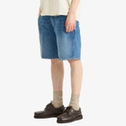 Foret Men's Clay Creased Denim Shorts in Vintage Blue