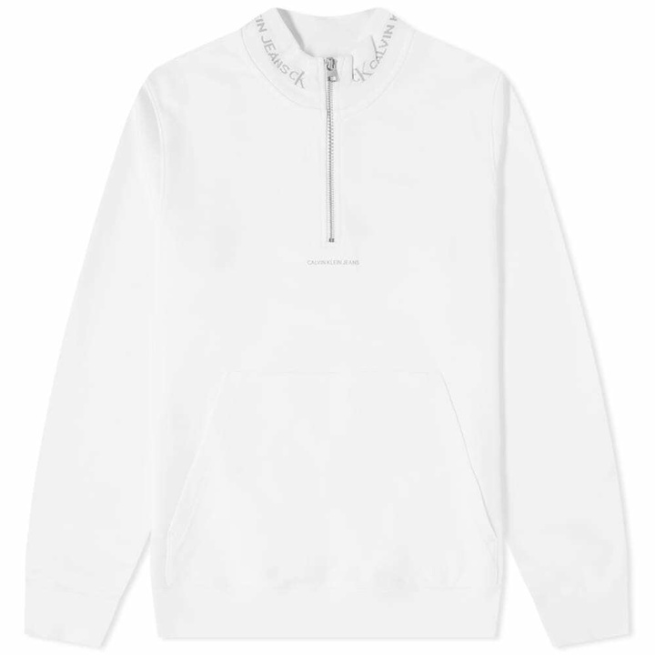 Photo: Calvin Klein Men's Logo Jacquard Mock Neck Sweat in Bright White